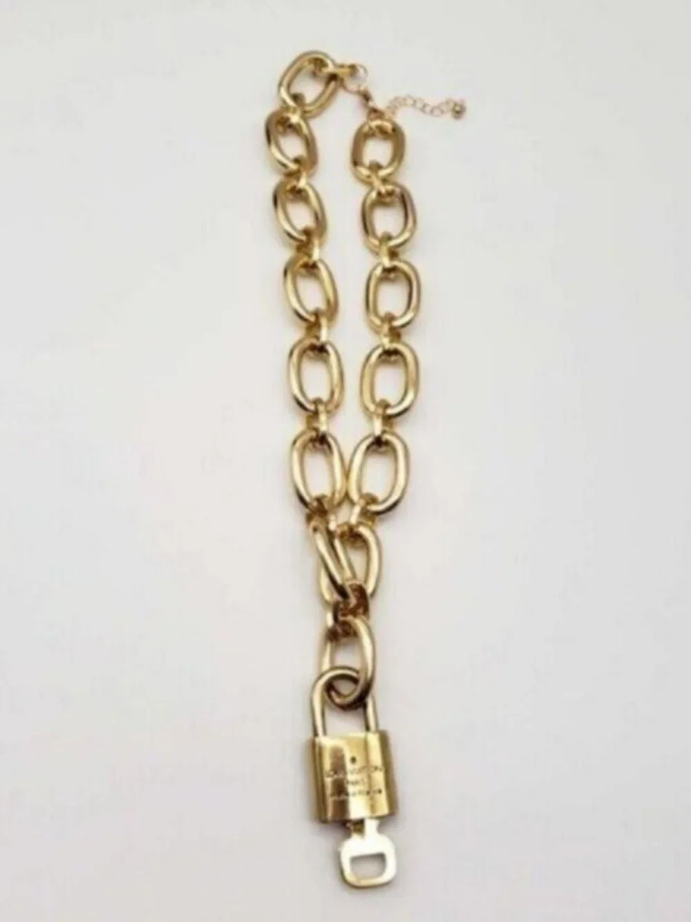 Gold-Plated Necklace with Authentic Louis Vuitton Padlock